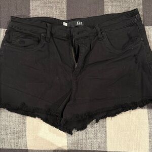 Kut from the Kloth Black Jean Shorts with Frayed Hem